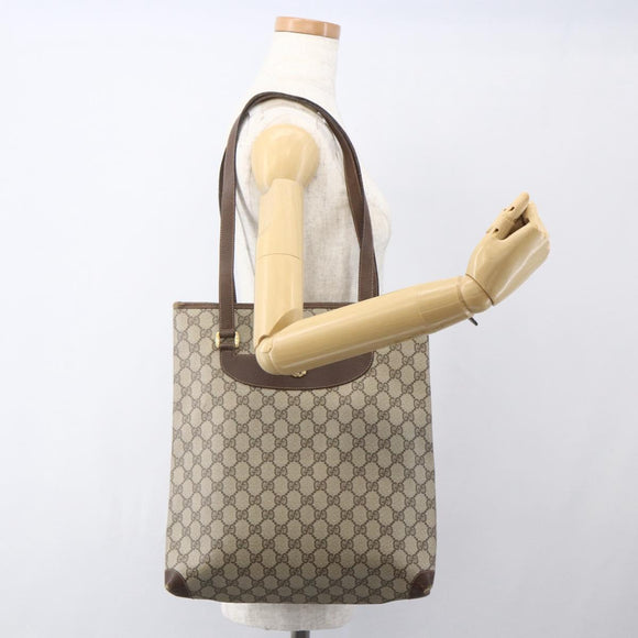 GUCCI GG Supreme Web Sherry Line Tote Bag PVC Beige Red 89 02 905 Auth am10140