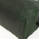 PRADA Chain Tote Bag Nylon Khaki Silver Auth am10142-9