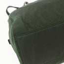 PRADA Chain Tote Bag Nylon Khaki Silver Auth am10142-16