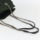 PRADA Chain Tote Bag Nylon Khaki Silver Auth am10142-7
