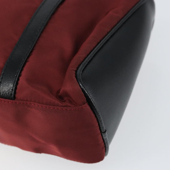 PRADA Hand Bag Nylon Bordeaux Silver Auth am10143