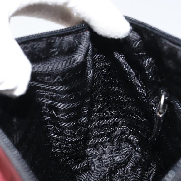 PRADA Hand Bag Nylon Bordeaux Silver Auth am10143