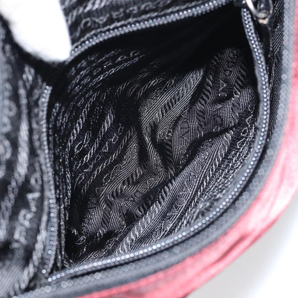 PRADA Hand Bag Nylon Bordeaux Silver Auth am10143