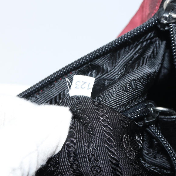 PRADA Hand Bag Nylon Bordeaux Silver Auth am10143