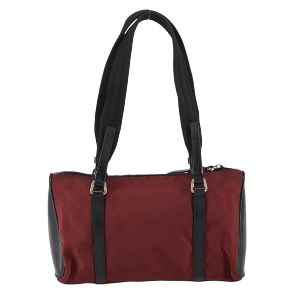 PRADA Hand Bag Nylon Bordeaux Silver Auth am10143