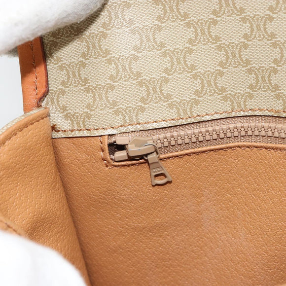 CELINE Macadam Canvas Shoulder Bag PVC Beige Gold Auth am10146