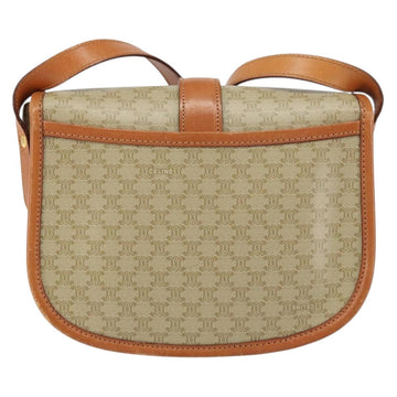 CELINE Macadam Canvas Shoulder Bag PVC Beige Gold Auth am10146 - 0