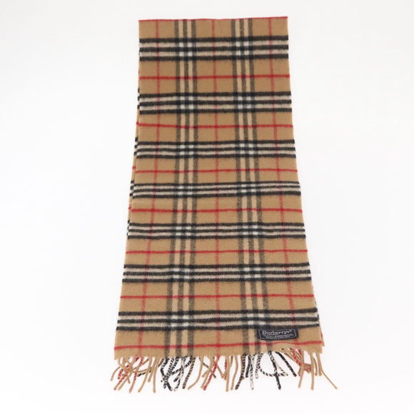Burberrys Nova Check Scarf Wool Beige Auth am10148