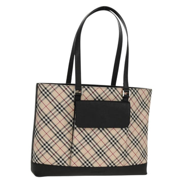 BURBERRY Nova Check Tote Bag Canvas Beige Silver Auth am10150V
