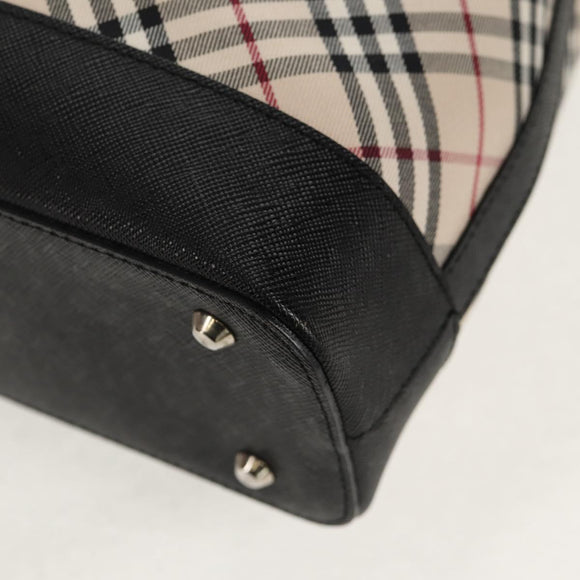 BURBERRY Nova Check Tote Bag Canvas Beige Silver Auth am10150V