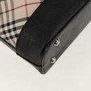 BURBERRY Nova Check Tote Bag Canvas Beige Silver Auth am10150V-16