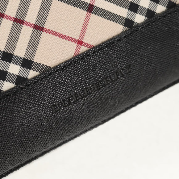 BURBERRY Nova Check Tote Bag Canvas Beige Silver Auth am10150V