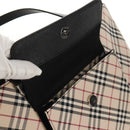 BURBERRY Nova Check Tote Bag Canvas Beige Silver Auth am10150V-18