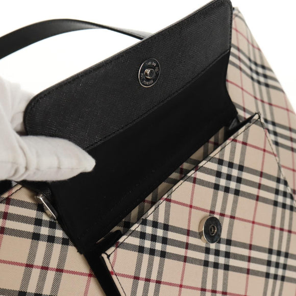 BURBERRY Nova Check Tote Bag Canvas Beige Silver Auth am10150V