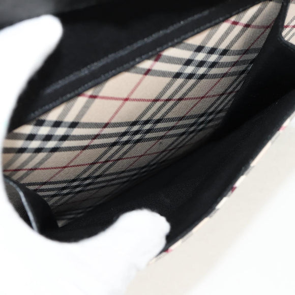 BURBERRY Nova Check Tote Bag Canvas Beige Silver Auth am10150V