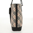 BURBERRY Nova Check Tote Bag Canvas Beige Silver Auth am10150V-3