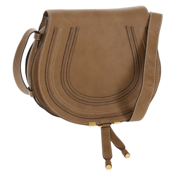 Chloe Mercy Shoulder Bag Leather Beige Gold Auth am10151