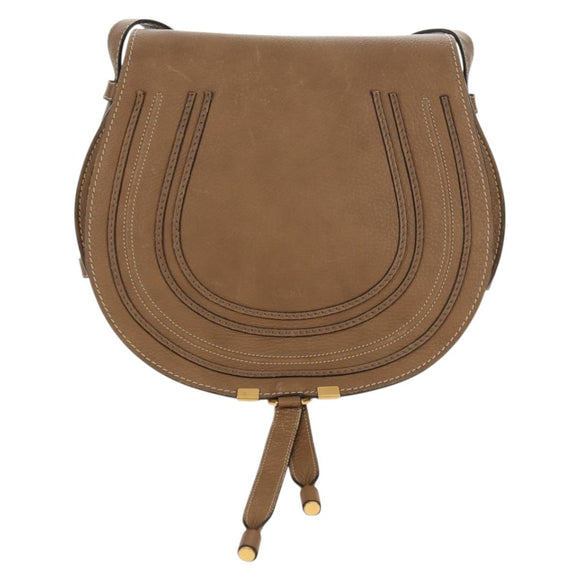 Chloe Mercy Shoulder Bag Leather Beige Gold Auth am10151