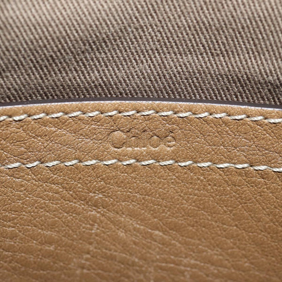 Chloe Mercy Shoulder Bag Leather Beige Gold Auth am10151