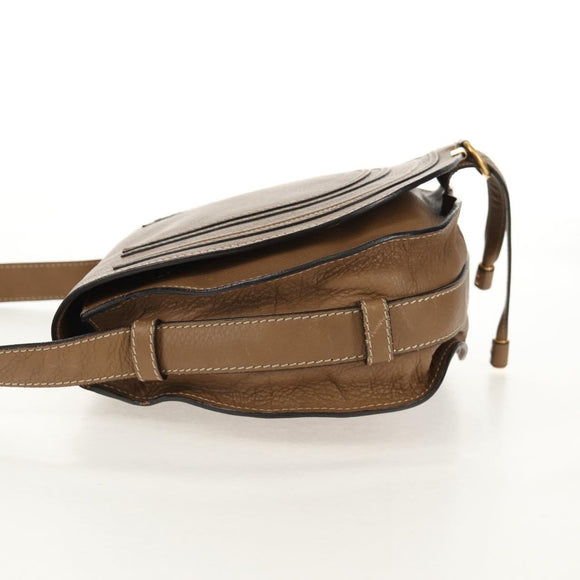 Chloe Mercy Shoulder Bag Leather Beige Gold Auth am10151