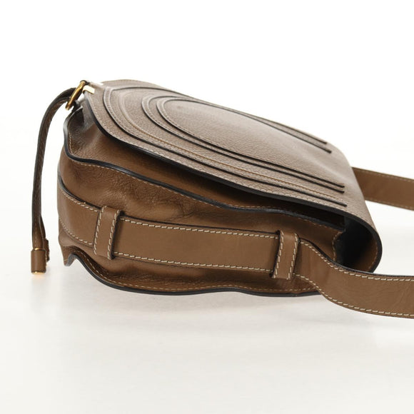 Chloe Mercy Shoulder Bag Leather Beige Gold Auth am10151