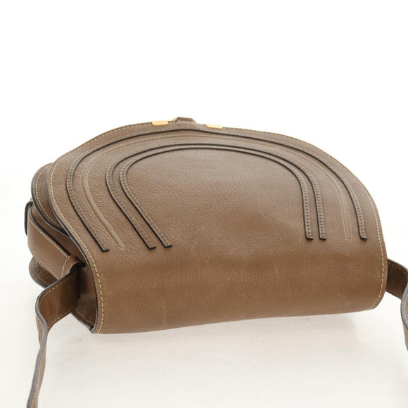 Chloe Mercy Shoulder Bag Leather Beige Gold Auth am10151