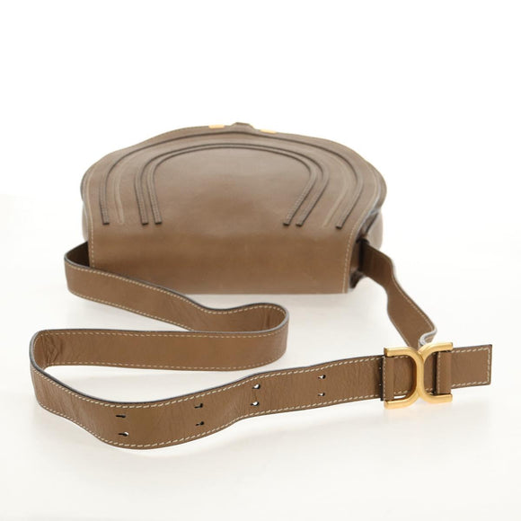 Chloe Mercy Shoulder Bag Leather Beige Gold Auth am10151