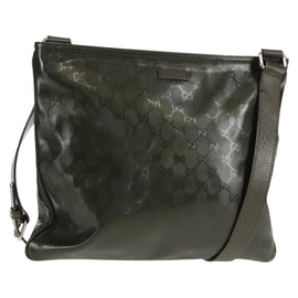 GUCCI GG Implementation Shoulder Bag Khaki Silver 201446 Auth am10159