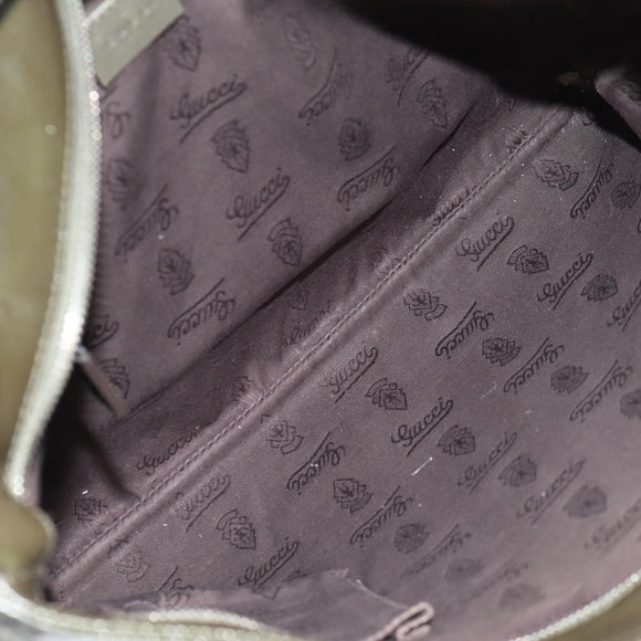 GUCCI GG Implementation Shoulder Bag Khaki Silver 201446 Auth am10159