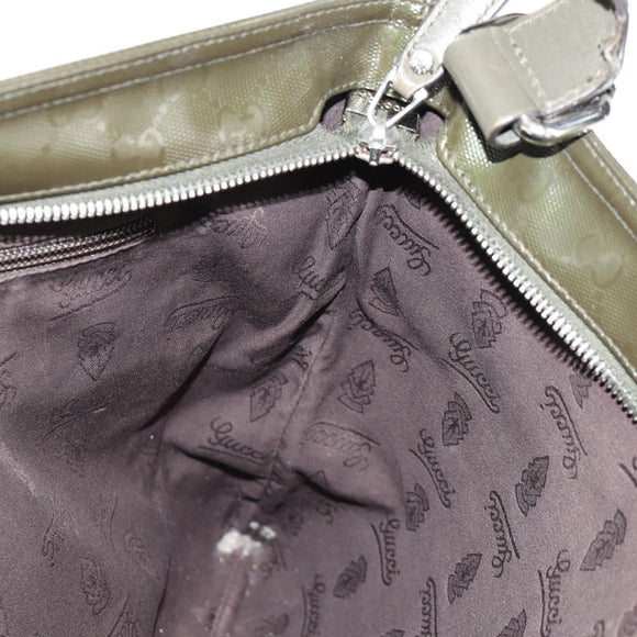 GUCCI GG Implementation Shoulder Bag Khaki Silver 201446 Auth am10159