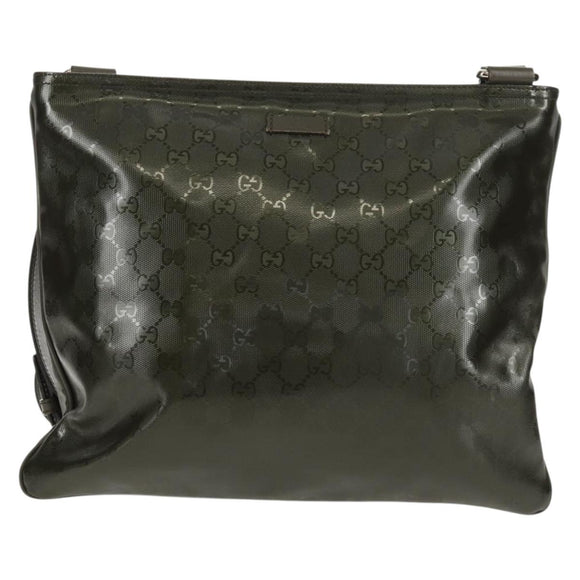 GUCCI GG Implementation Shoulder Bag Khaki Silver 201446 Auth am10159