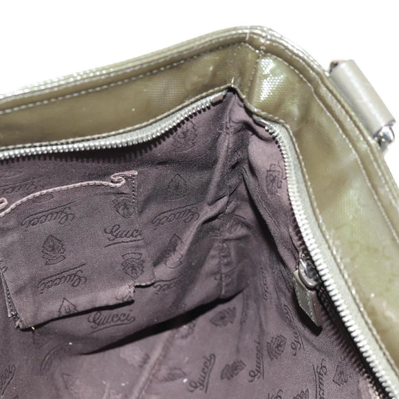 GUCCI GG Implementation Shoulder Bag Khaki Silver 201446 Auth am10159