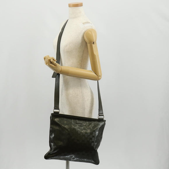 GUCCI GG Implementation Shoulder Bag Khaki Silver 201446 Auth am10159
