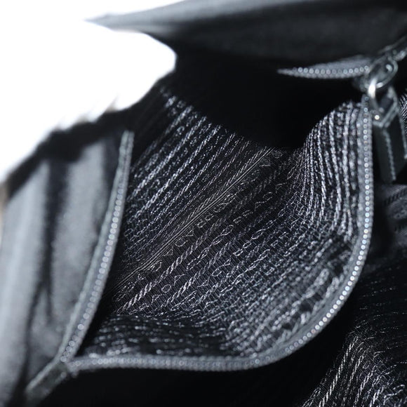 PRADA Shoulder Bag Nylon Silver Black Auth am10160V