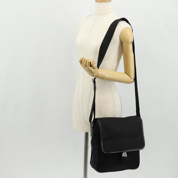 PRADA Shoulder Bag Nylon Silver Black Auth am10160V