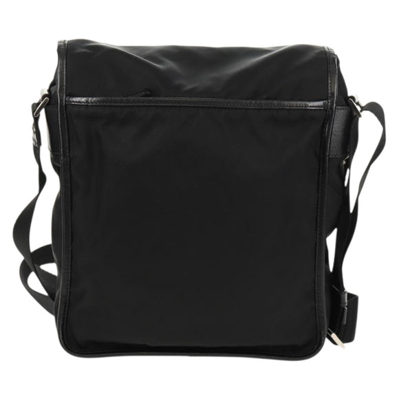 PRADA Shoulder Bag Nylon Silver Black Auth am10160V