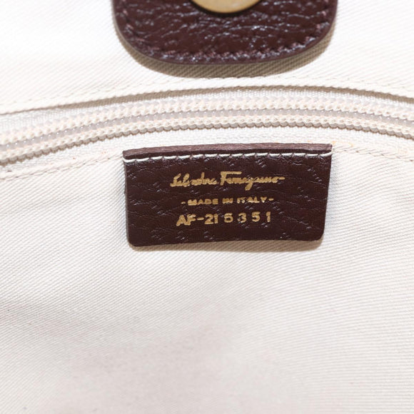 Salvatore Ferragamo Tote Bag Canvas Brown Gold Auth am10161