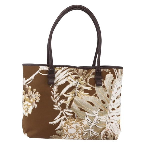 Salvatore Ferragamo Tote Bag Canvas Brown Gold Auth am10161