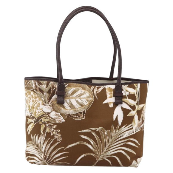 Salvatore Ferragamo Tote Bag Canvas Brown Gold Auth am10161