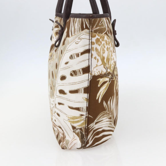 Salvatore Ferragamo Tote Bag Canvas Brown Gold Auth am10161