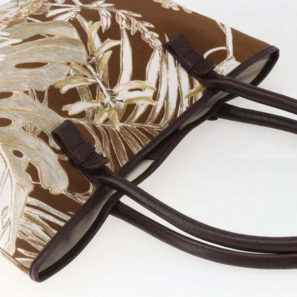 Salvatore Ferragamo Tote Bag Canvas Brown Gold Auth am10161