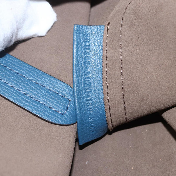 FENDI F Logo Tote Bag Leather Blue Auth am10162