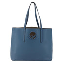 FENDI F Logo Tote Bag Leather Blue Auth am10162-13