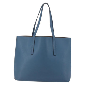 FENDI F Logo Tote Bag Leather Blue Auth am10162 - 0