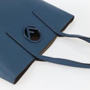 FENDI F Logo Tote Bag Leather Blue Auth am10162-6