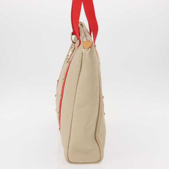 LOUIS VUITTON Antigua Hippo GM Tote Bag Canvas Beige Red M40032 LV Auth am10165V