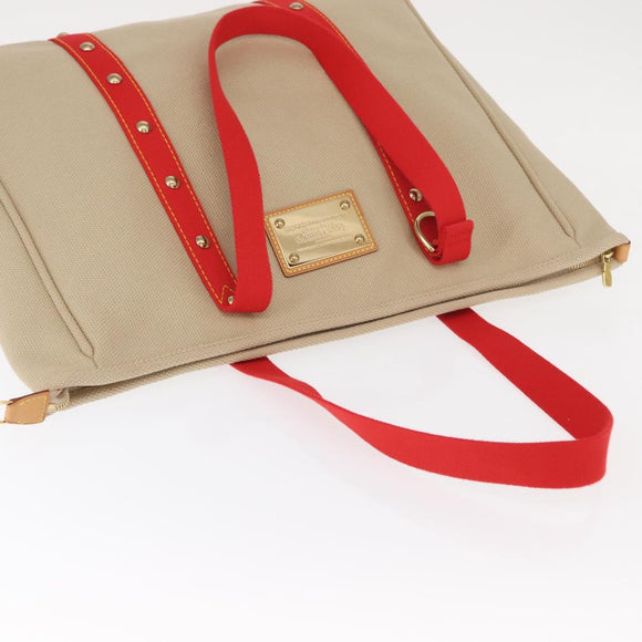 LOUIS VUITTON Antigua Hippo GM Tote Bag Canvas Beige Red M40032 LV Auth am10165V