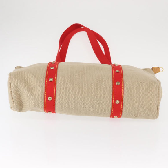 LOUIS VUITTON Antigua Hippo GM Tote Bag Canvas Beige Red M40032 LV Auth am10165V