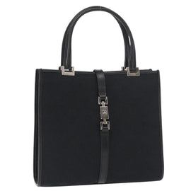 GUCCI GG Canvas Jackie Hand Bag Leather Black Silver 002 1065 Auth am10167V