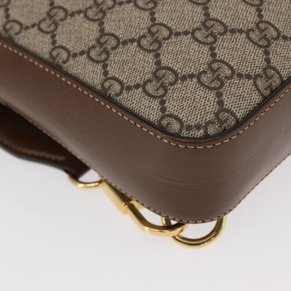 GUCCI GG Supreme Web Sherry Line Bag PVC Beige Gold 696016 Auth am10180V